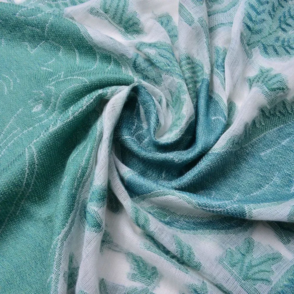 Scarf with Fringes Animal Pattern Green